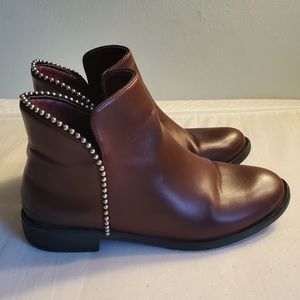 Red Studded Ankle Booties